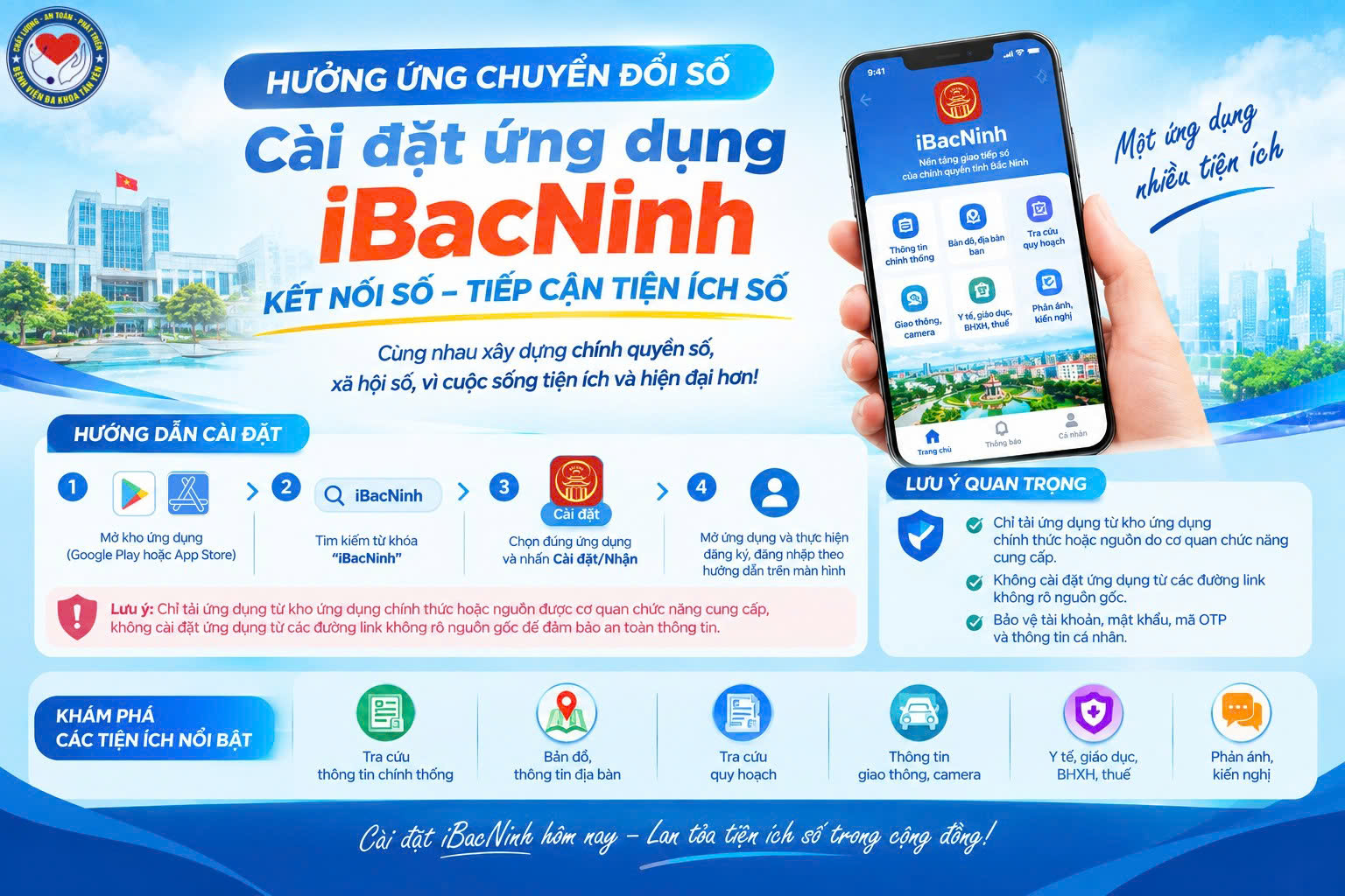 BỆNH VIỆN ĐA KHOA TÂN YÊN TUYÊN TRUYỀN, HƯỚNG DẪN CÀI ĐẶT VÀ SỬ DỤNG NỀN TẢNG GIAO TIẾP SỐ iBacNinh