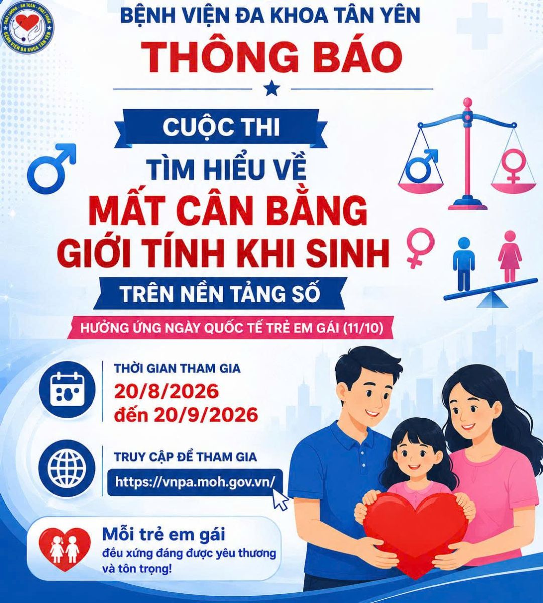 📣 MỜI THAM GIA CUỘC THI “TÌM HIỂU VỀ MẤT CÂN BẰNG GIỚI TÍNH KHI SINH TRÊN NỀN TẢNG SỐ”