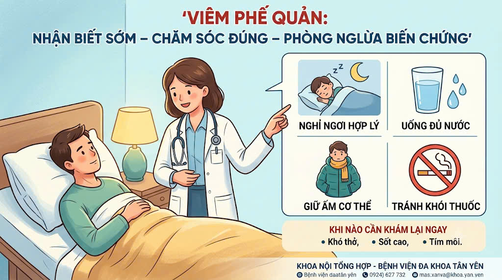 VIÊM PHẾ QUẢN: NHẬN DIỆN LÂM SÀNG, CHĂM SÓC CHUẨN Y KHOA VÀ PHÒNG NGỪA BIẾN CHỨNG